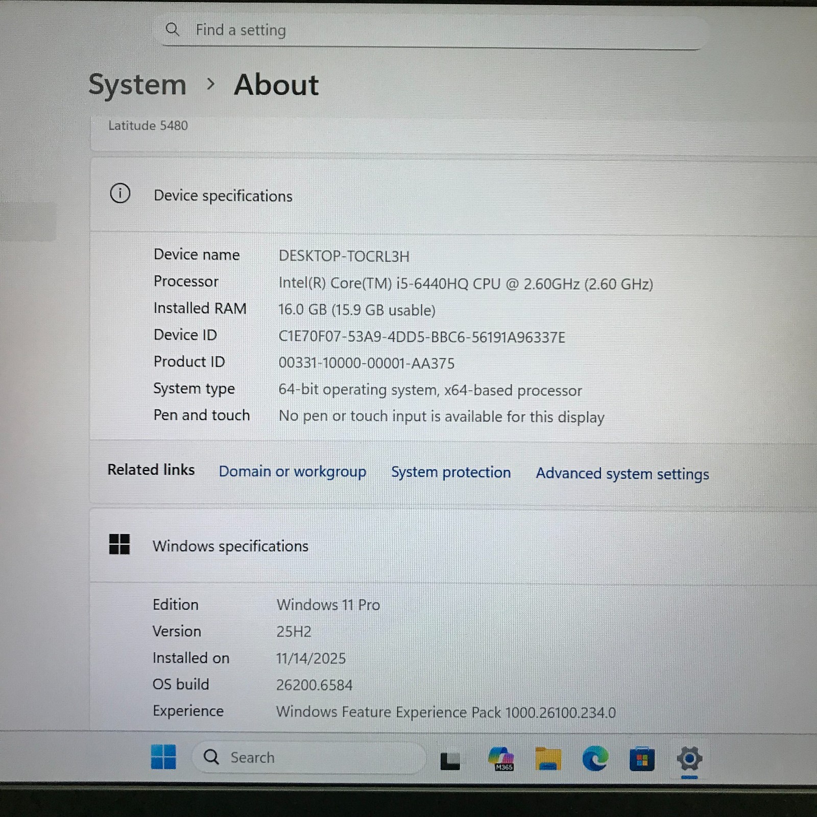 Dell Latitude 5480 14″ i5-6440HQ 2.60GHz 16GB RAM 256GB SSD (Windows 11 Pro)