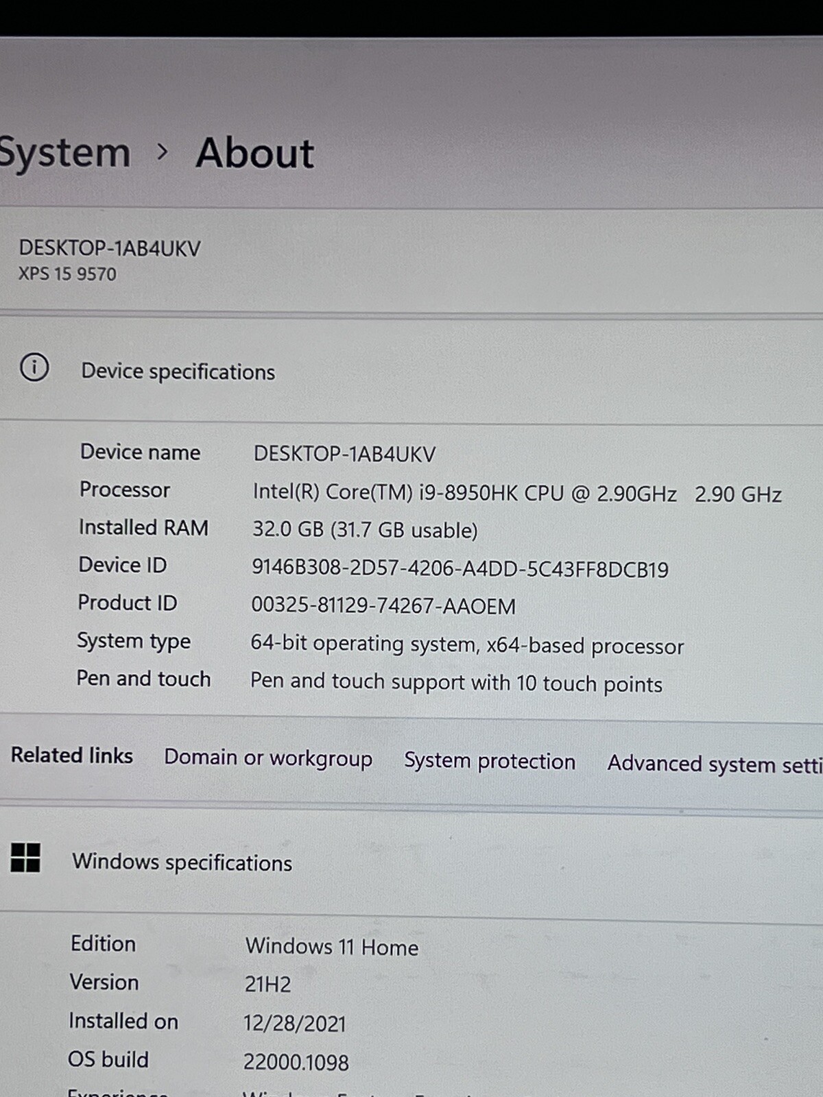 Dell XPS 15 9570 Laptop i9-8950HK 32 GB RAM 1 TB NVME GTX 1050Ti 15.6in 4K Touch