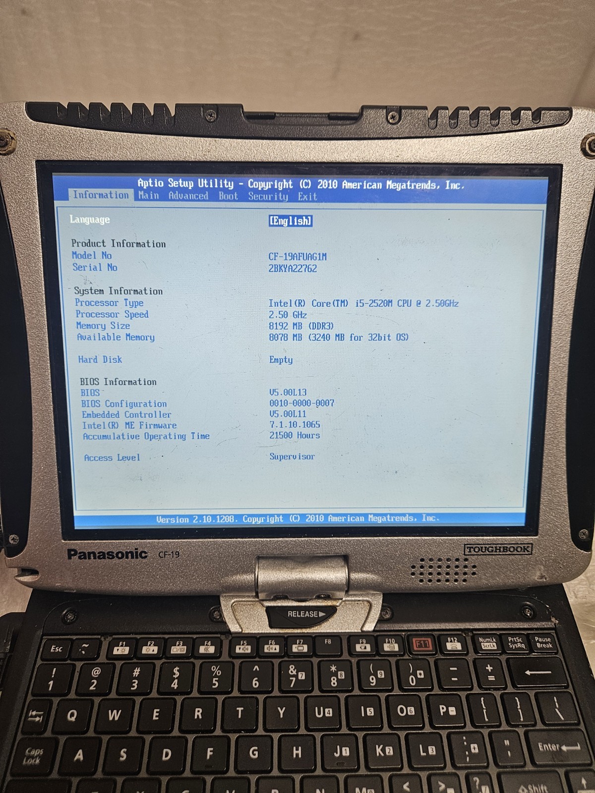 Lot Of 3 Panasonic Toughbook CF-19 MK5 i5-2520M 8GB TOUCH SCREEN NO SSD-NO OS
