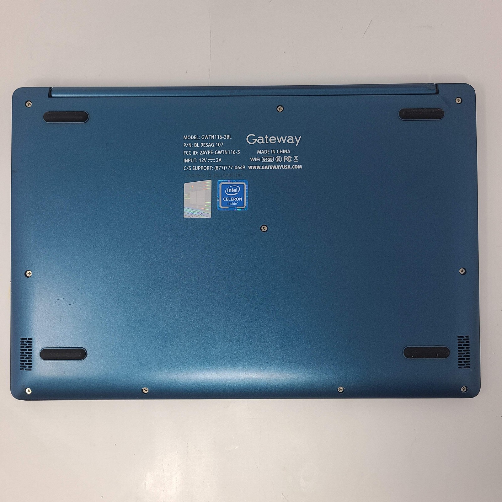 Gateway GWTN116-3BL 11.6″ Laptop Blue 64GB 4GB RAM For /Parts NO POWER