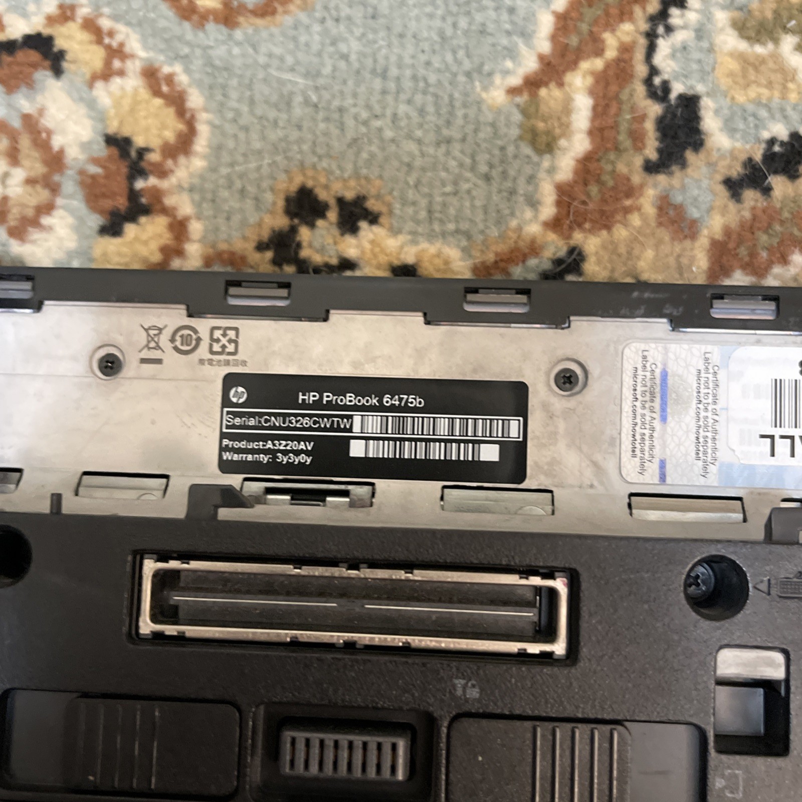 HP ProBook 6475b 14” Windows 7 Laptop AMD A8, 4gb, 120gb SSD, DVD, No Battery