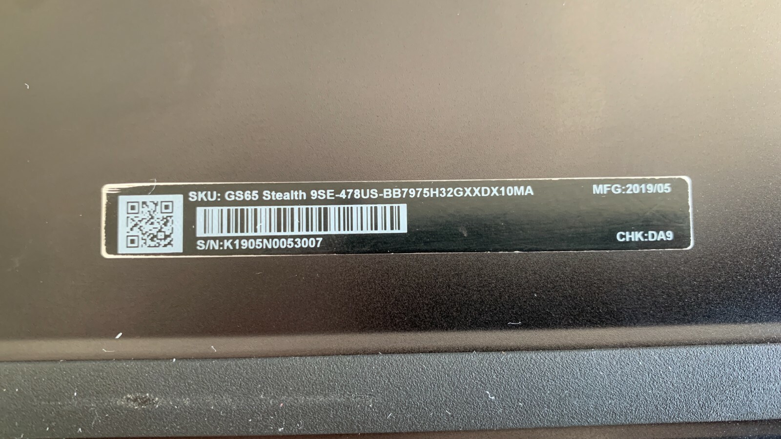 MSI GS65 Stealth 9se 15.6 inch 240HZ (512GB, Intel Core i7 9th Gen., 2.60GHz