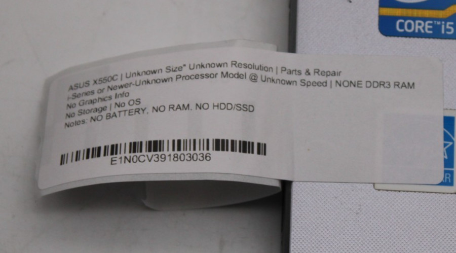 ASUS X550C 15.6″ Unknown Processor NO OS/RAM/STORAGE/BATTERY *PARTS/REPAIR/READ*