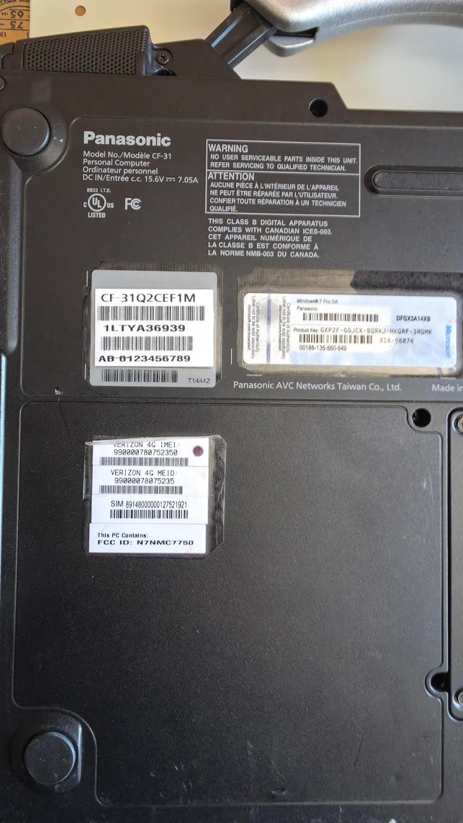 Panasonic Toughbook CF-31 – Intel i3 2310M – 8gb RAM – 320gb SSD Win 10 Pro