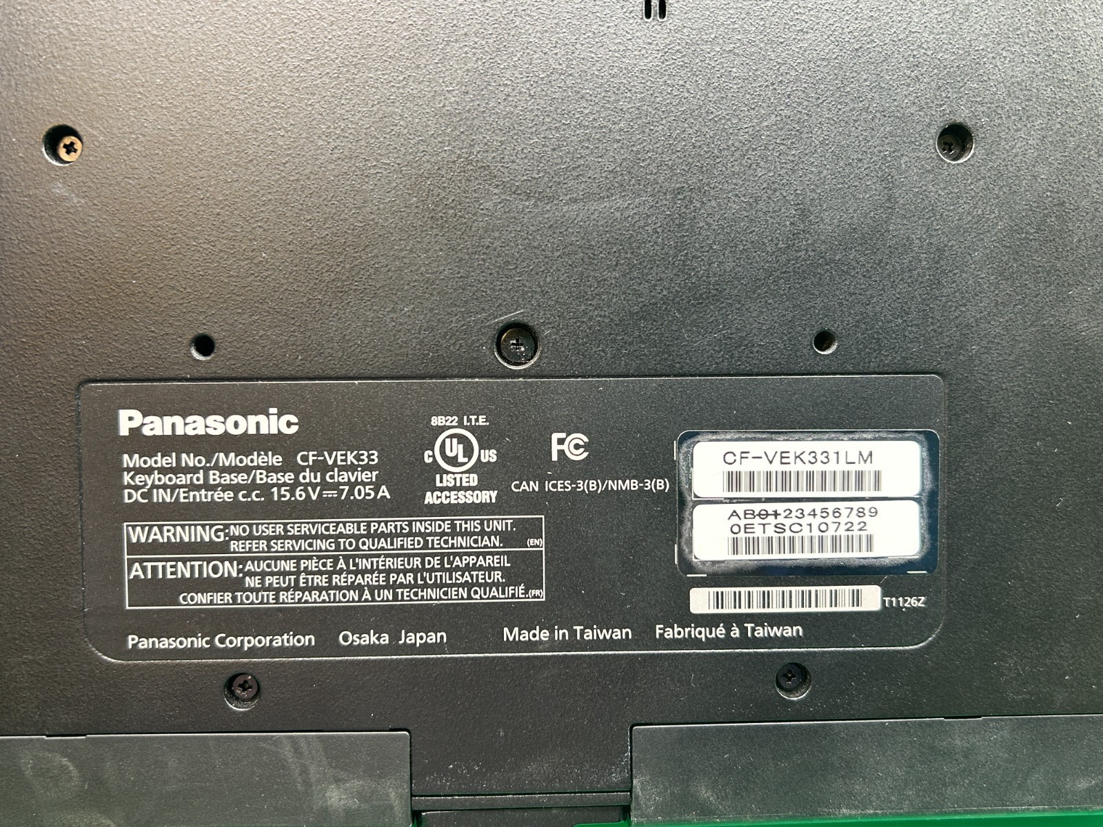 Panasonic Toughbook CF-33 12″ Touch i5-7300U 2.60GHz 16GB RAM NO DRIVE & BATTERY