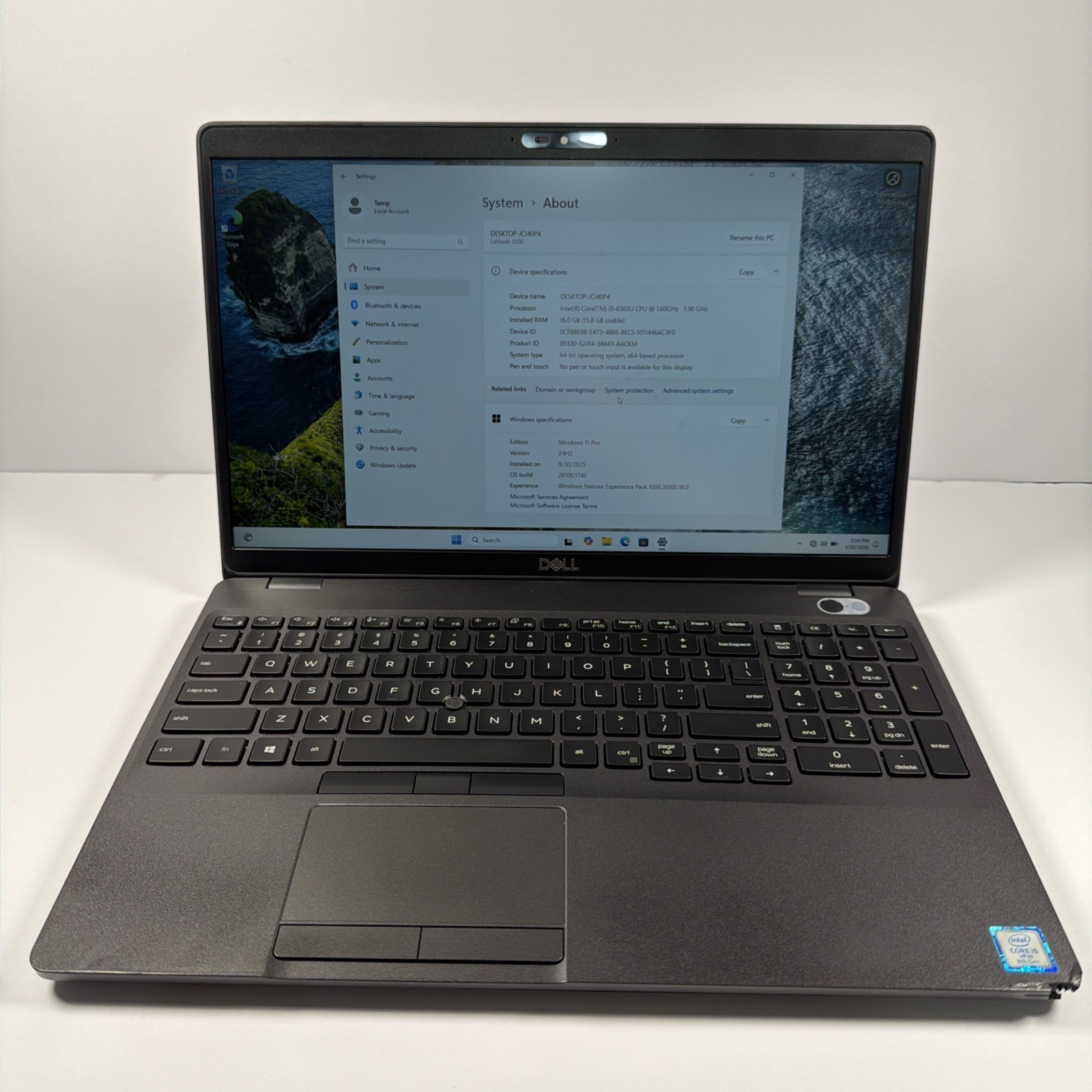 Dell Latitude 5500 15.6″ Intel Core i5-8365U 16GB RAM 256GB NVMe Win11Pro – READ