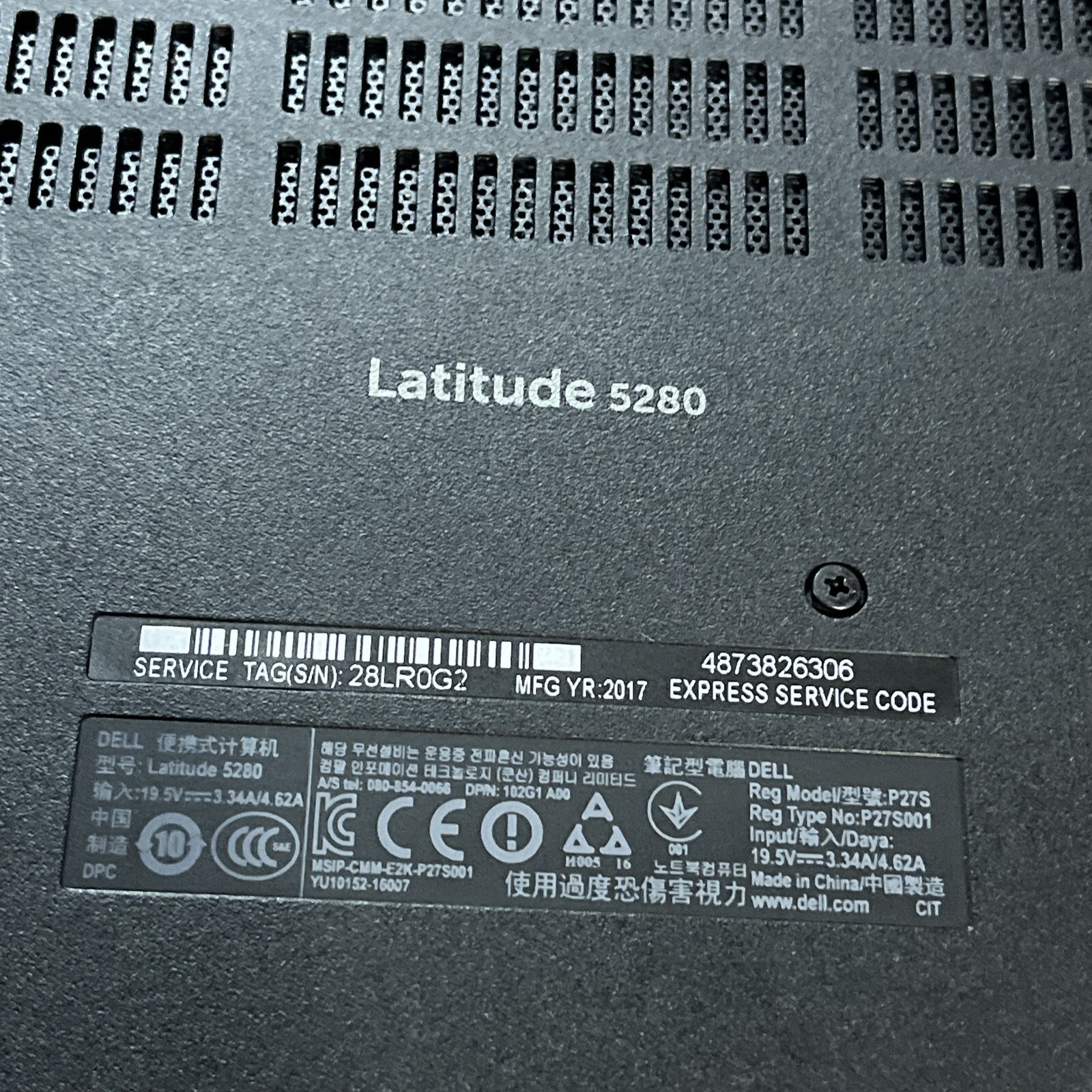DELL LATITUDE 5280 INTEL CORE I3-7100U 2.40GHZ 8GB RAM NO HD ~