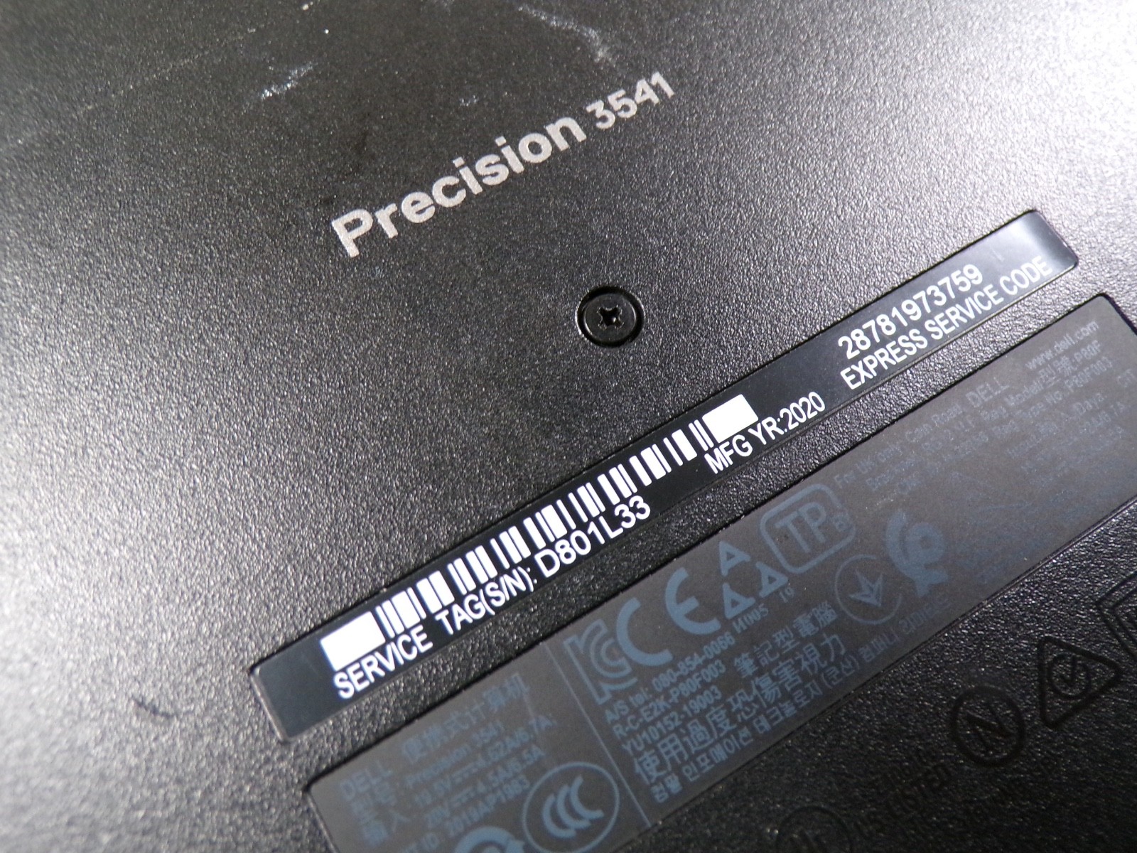 DELL PRECISION 3541 INTEL CORE I5-9400H 2.50GHZ 16GB RAM **NO HD/ NO CADDIE