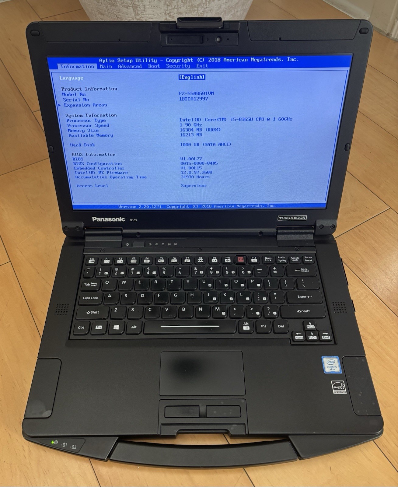 PANASONIC FZ-55 Toughbook Laptop i5 8365U 16GB 1TB 1.60GHz Win 11 N/T