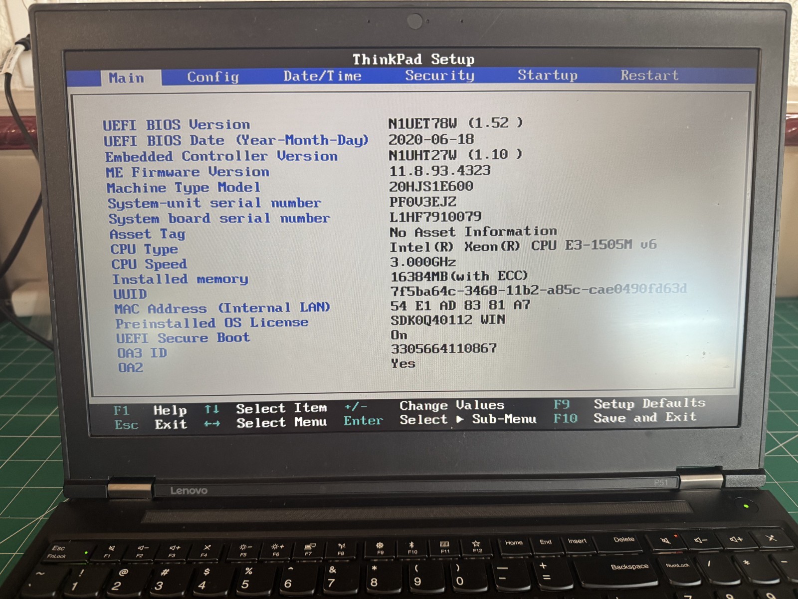 Lenovo Thinkpad P51 Xeon E3-1505M v6 3.0GHz 16GB RAM (NO SSD,AC ADAPTER,OS)