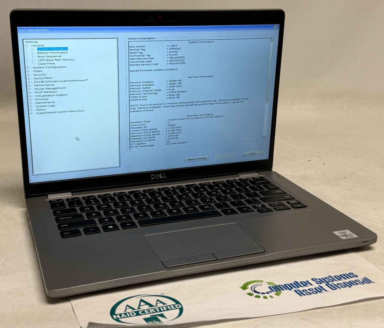 Dell Latitude 5410 14″ (i5-10210u 1.60GHz – 16GB RAM – 256GB SSD – Win11Home)“`
