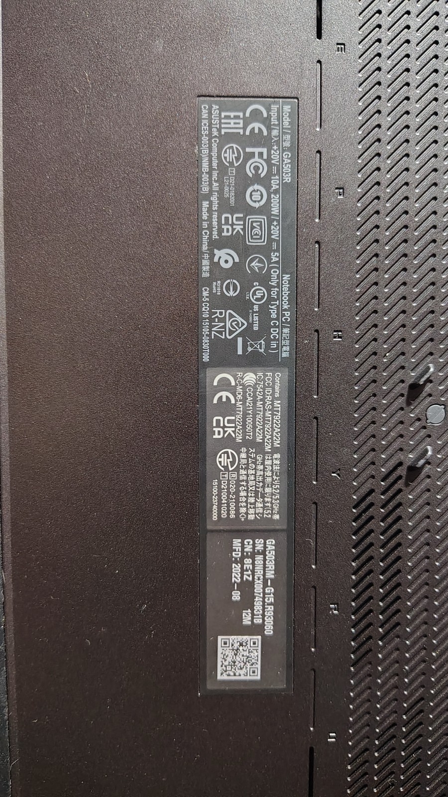 ASUS ROG Zephyrus G15 15.6″ Ryzen 9 6900HS RTX 3060 QHD 165Hz