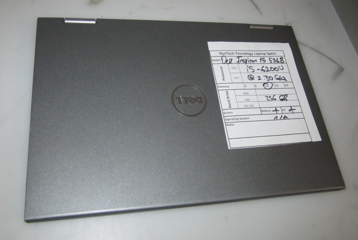 Dell Inspiron 15 5368 i5-6200U 16GB 2.30GHZ 256GB SSD LAPTOP + AC NOOS