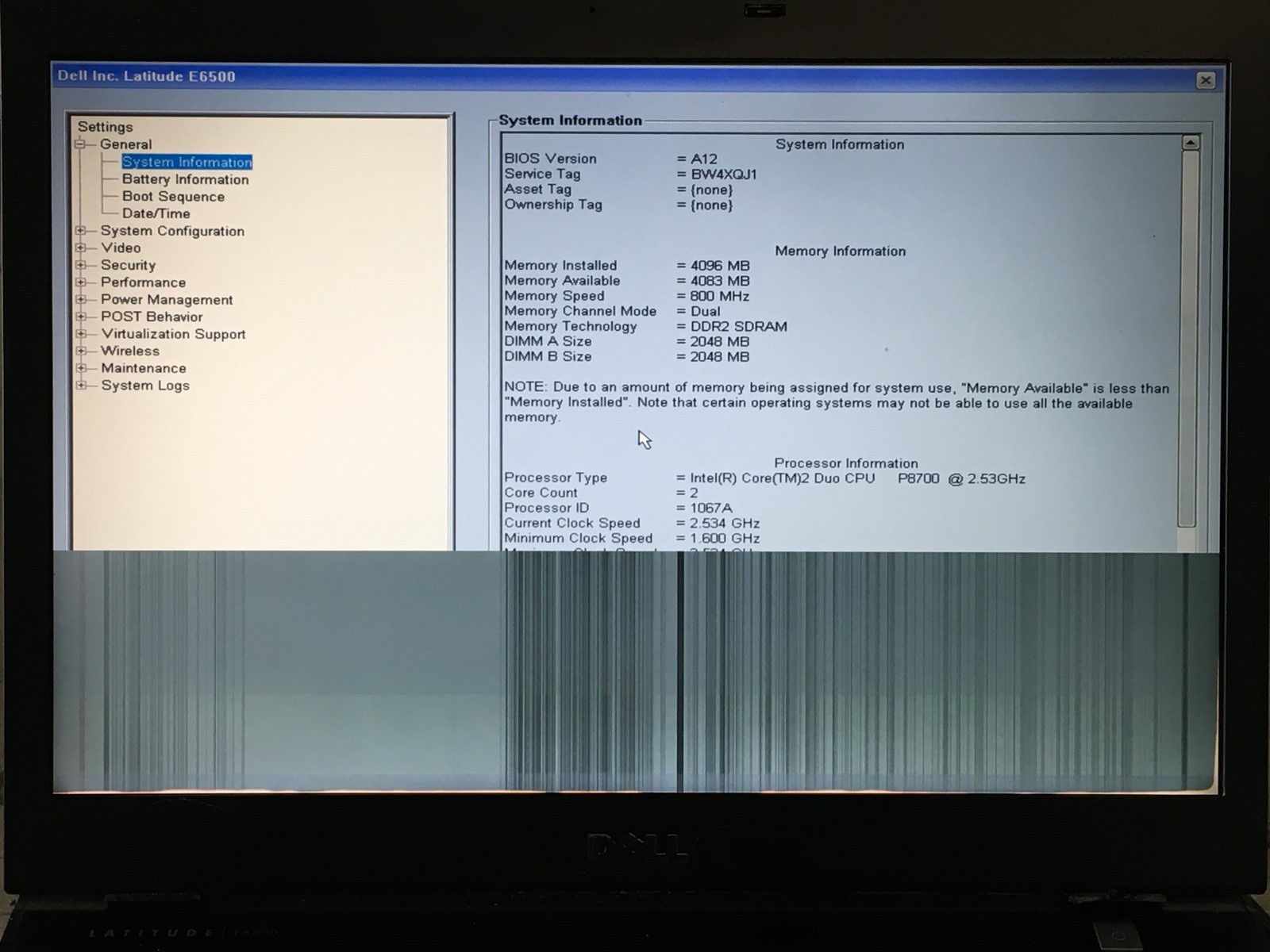 Dell Latitude E6500 Laptop Core 2 Duo 2.53GHz 4GB RAM No HDD Water Damaged LCD