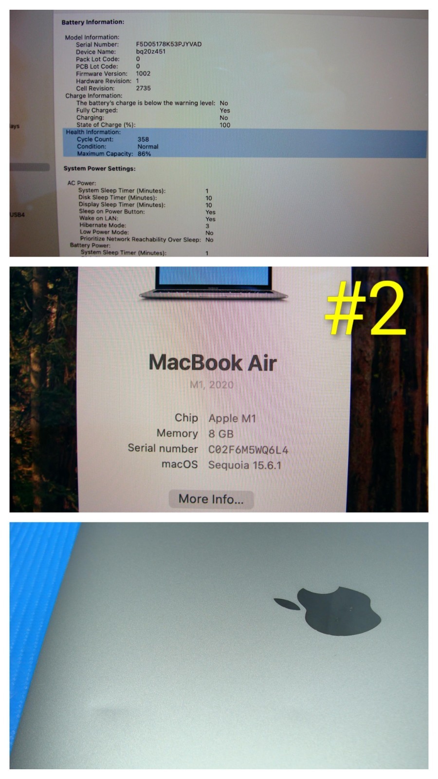 Apple MacBook Air A2337 13.3″ M1 2020 8CPU/7GPU 8GB 256GB OS Sequoia space gray