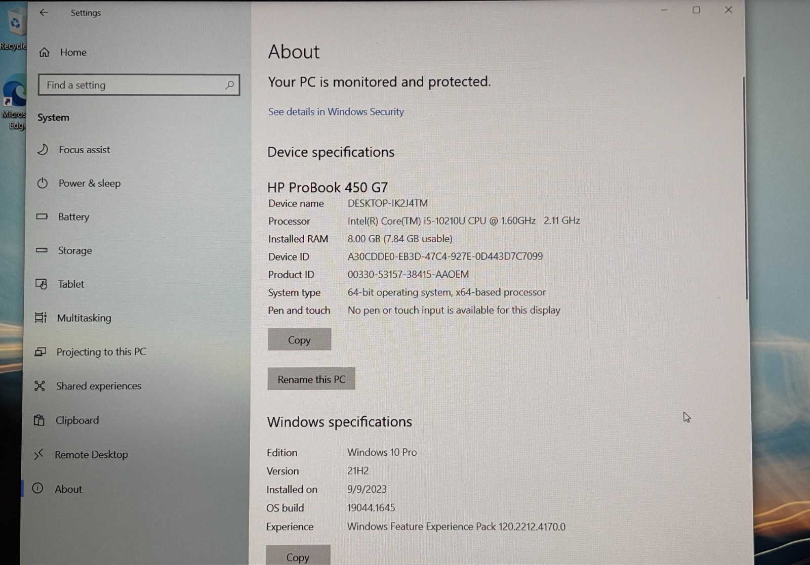 HP ProBook 450 G7 15.6″ i5-10210U 8GB 256GB SSD Windows 10 Pro Laptop Charger