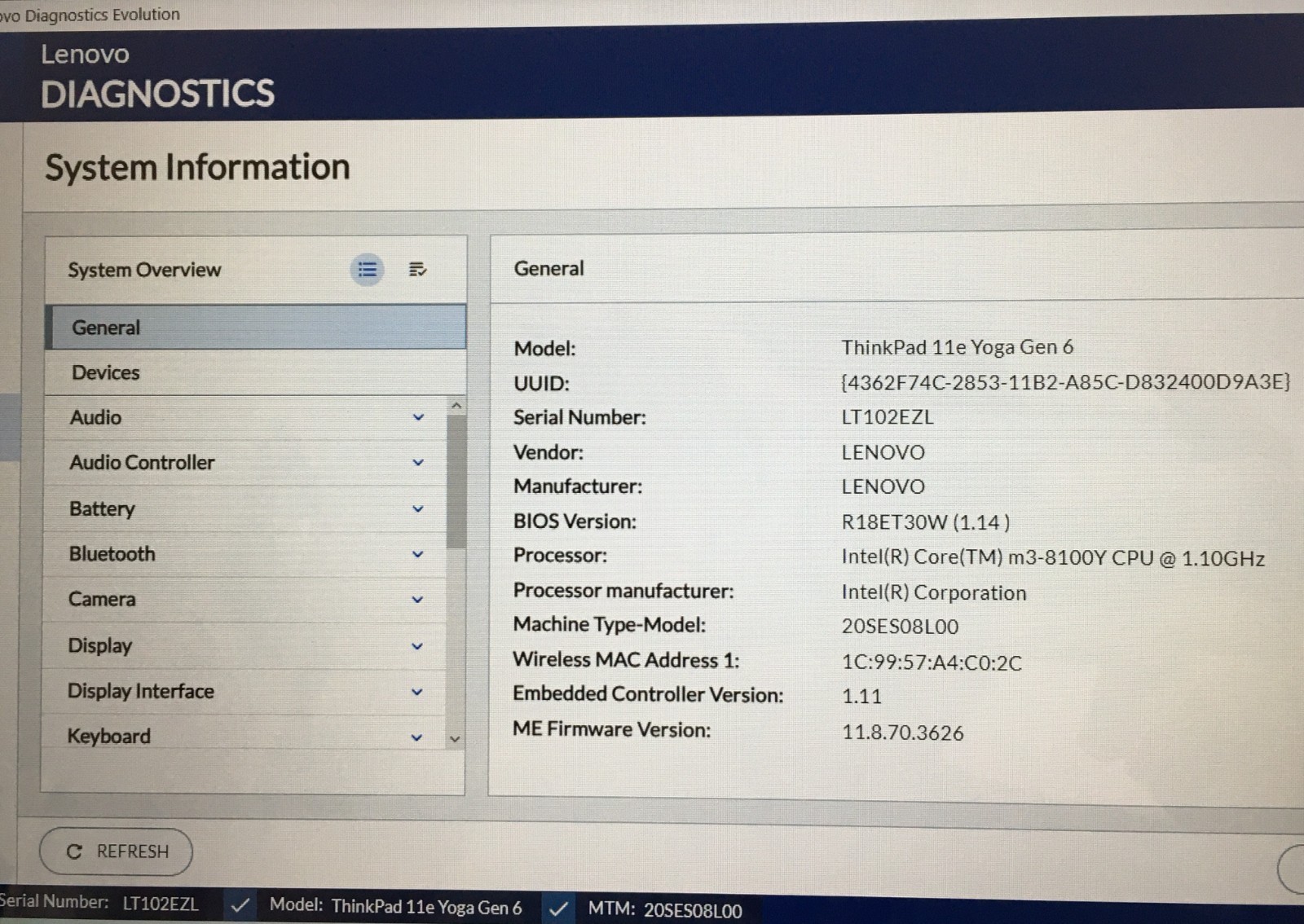 Lenovo ThinkPad 11e Yoga Gen 6 Touchscreen M3-8100Y 1.10GHz 8GB 256GB SSD Win 11