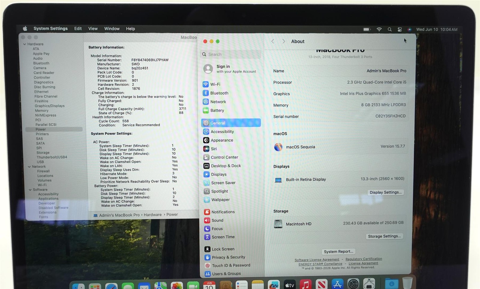 Apple MacBook Pro 2018 A1989 13.3″ Retina i5-8259U 2.3GHz 8GB 256GB Laptop