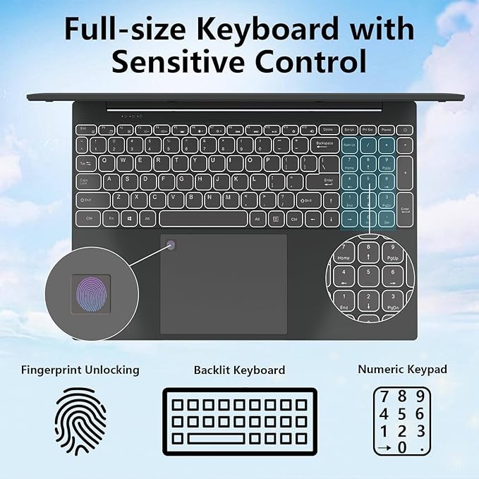 16″ Laptop Intel Celeron N95 16GB RAM 512GB SSD Win11 Pro Backlit Keyboard(Used)
