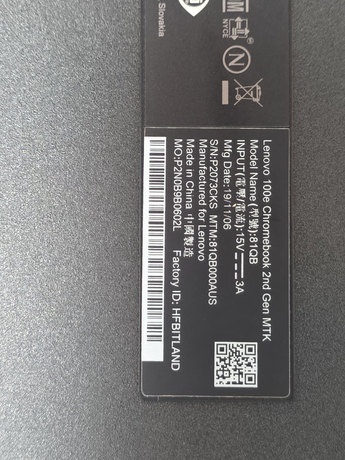Lenovo 100e Chromebook 2nd Gen MTK 11.6″ Chrome OS Black MediaTek w/ Charger