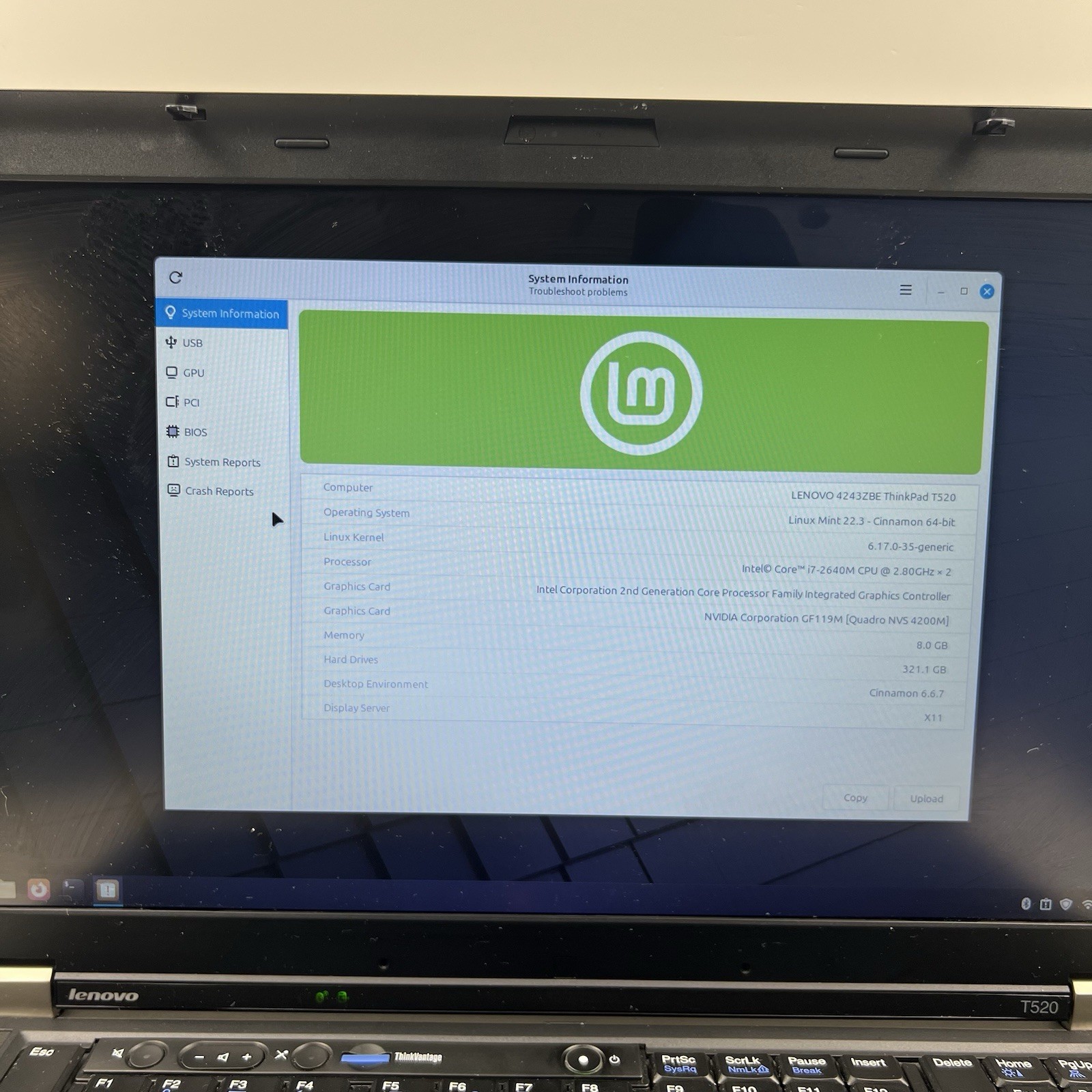 Lenovo ThinkPad T520 Intel i7-2640M 8GB 320GB HDD Linux Mint OS w/ Charger|ELP92