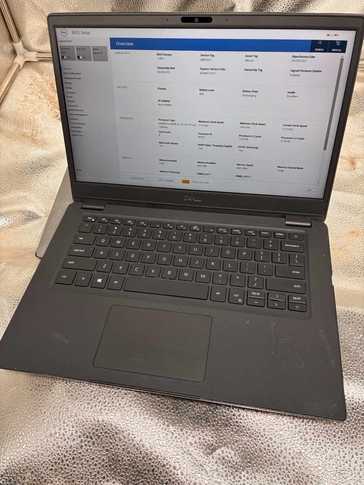 Dell Latitude 3410 Touchscreen i5-10210U 8GB Ram No SSD No Adapter