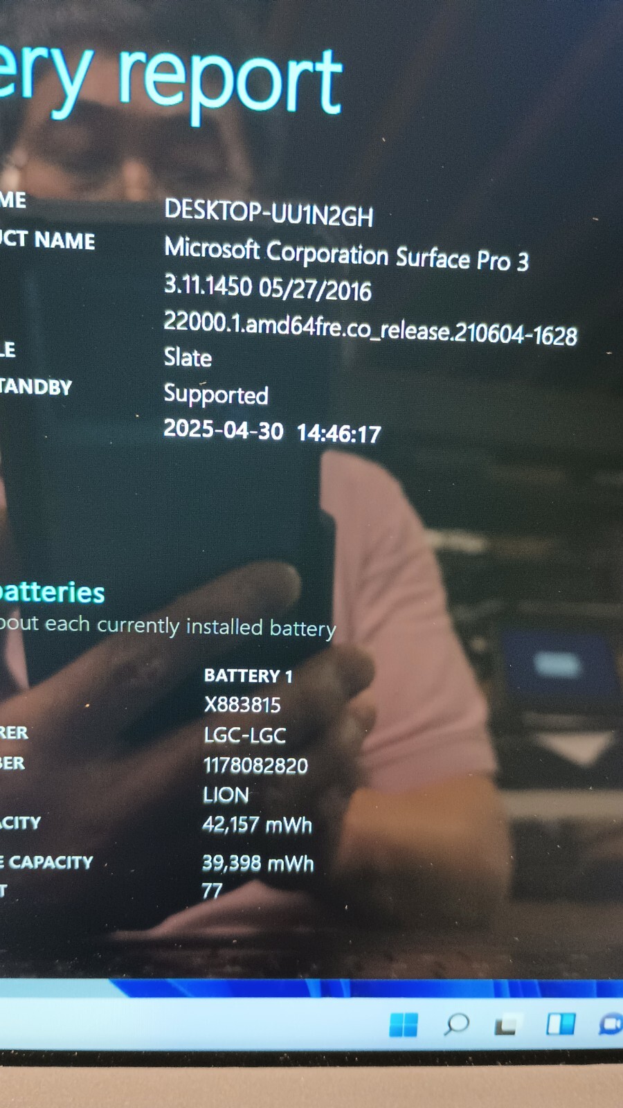 Surface Pro 3 (4301) w/charger.i5-4300U.4GB.128GB SSD.12″2K Touch.W11 Pro.Nice