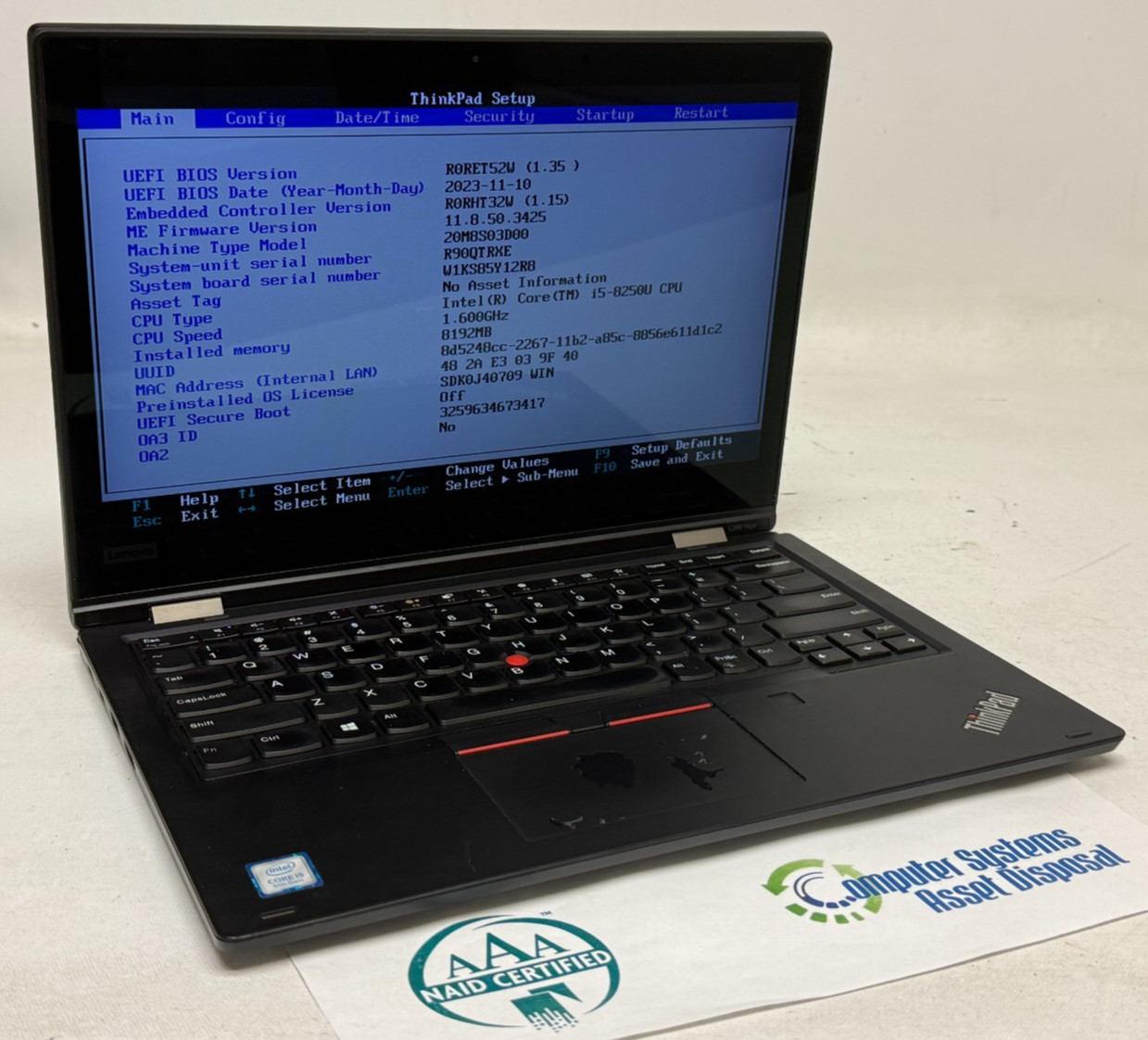 Lenovo ThinkPad L380 Yoga 2in1 (i5-8250u – 8GB RAM – 256GB SSD – Win11Home)