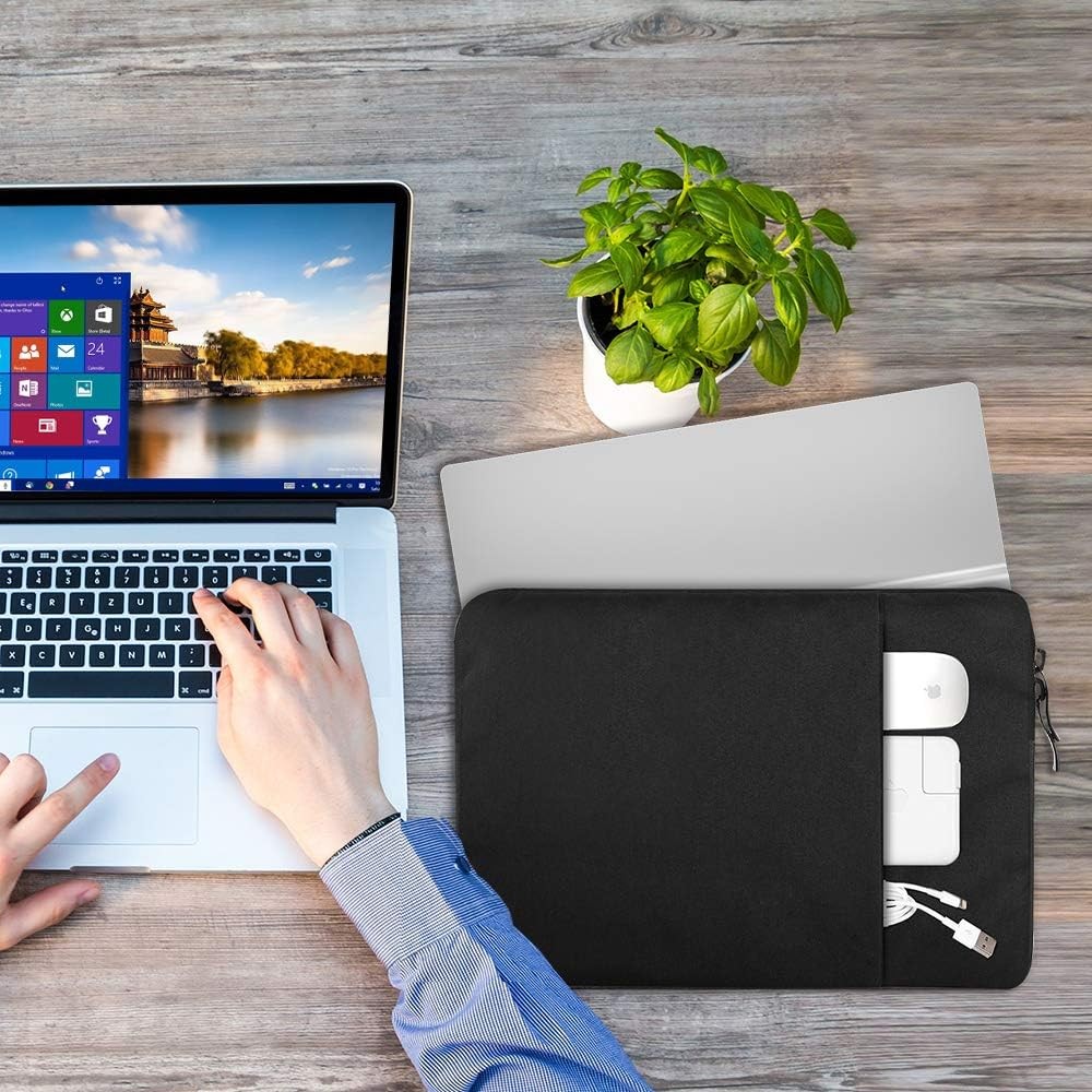 16.1-inch Polyester Laptop Sleeve Protective Case Vertical Style with Pocket Zip