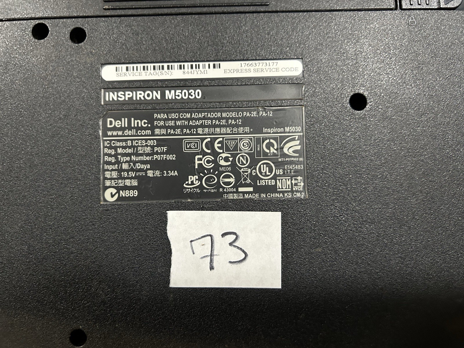 Dell Inspiron M5030 14.1in AMD Athlon Black Windows 7 For Parts/Not Working
