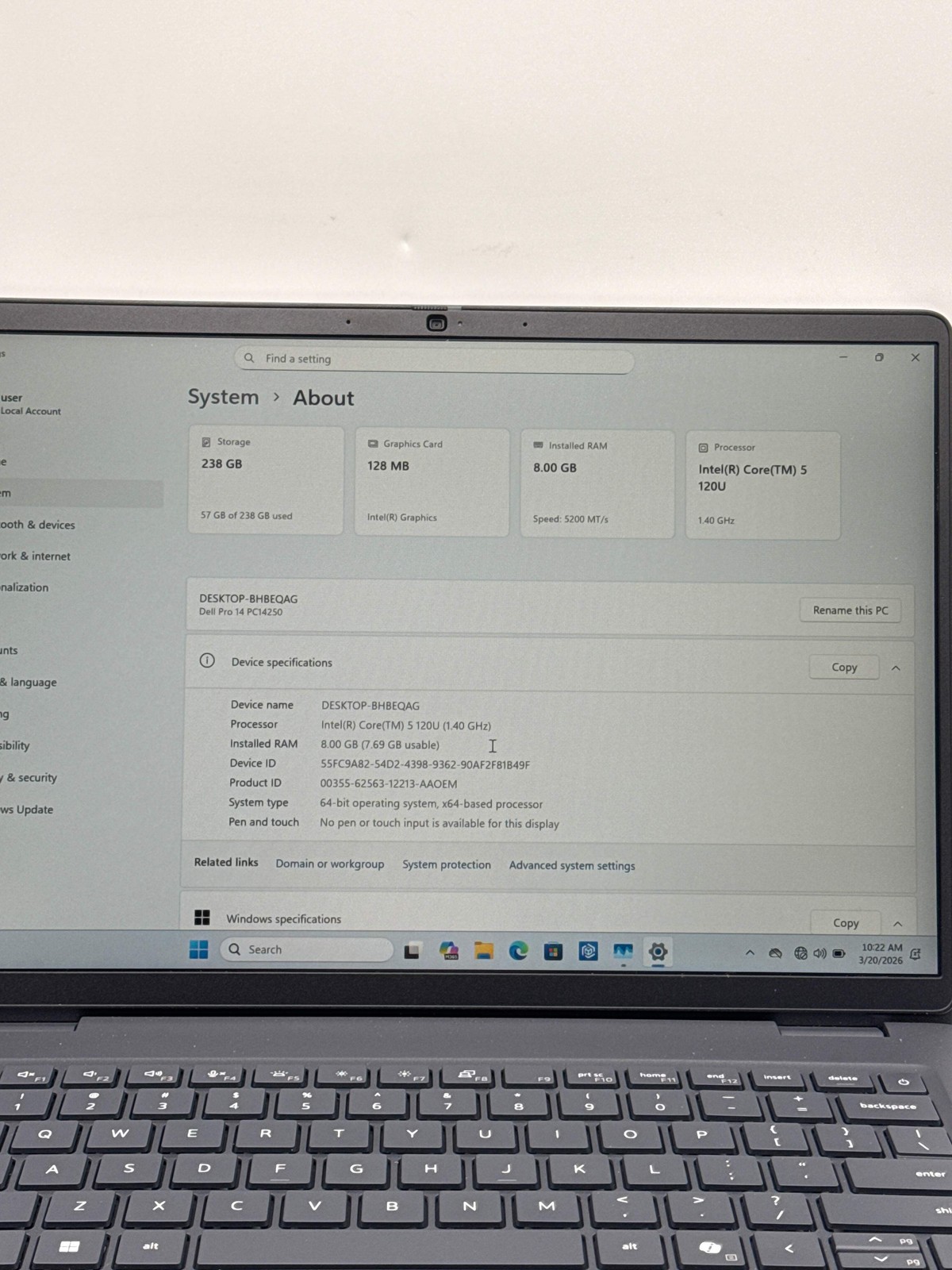Dell Pro 14 PC14250 14.0″ FHD+ Intel Core 5 120U 8GB DDR5 RAM 256GB SSD 3 Cycle