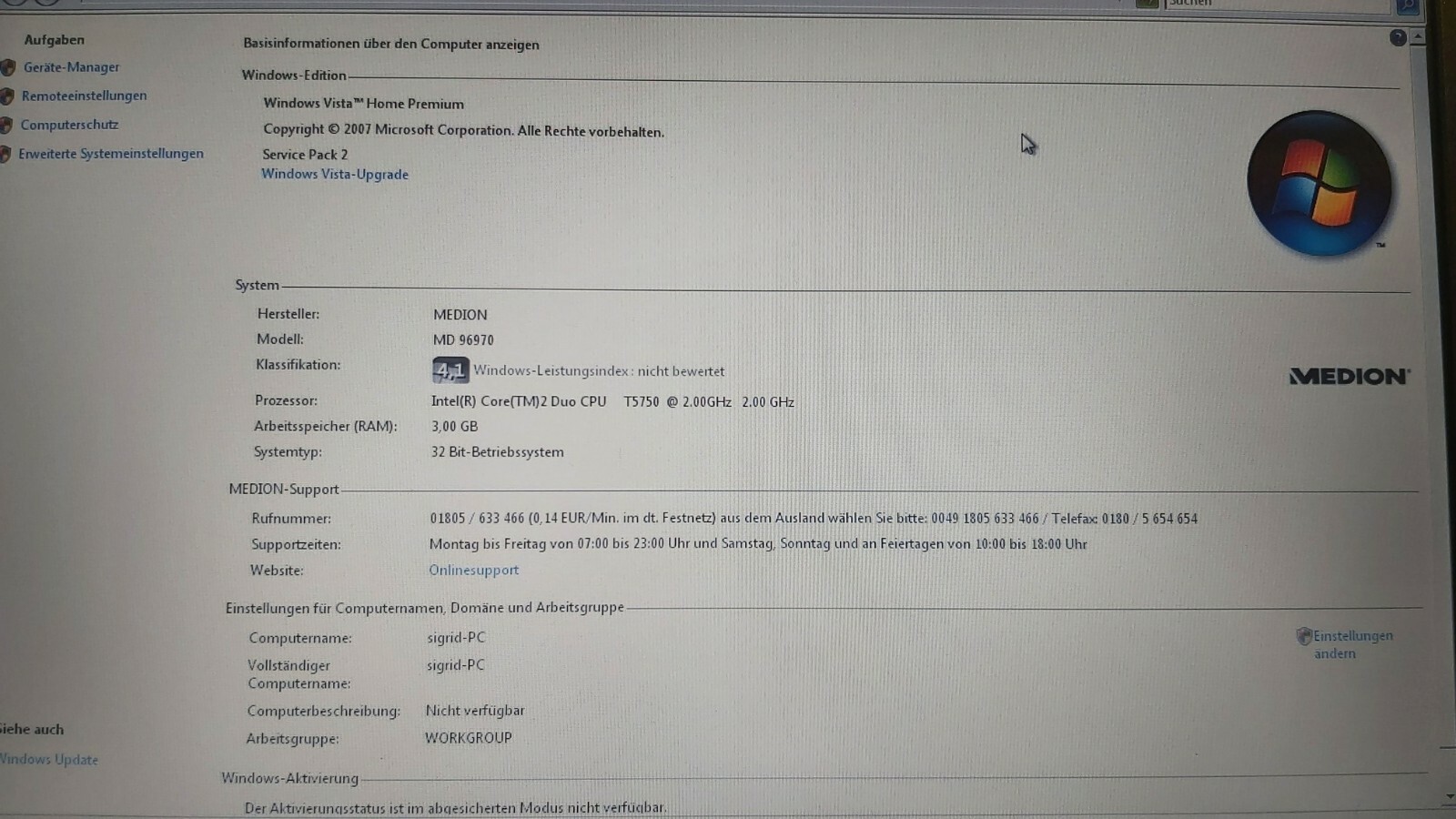 Medion Akoya MD96970, 3 GB RAM, 320 GB HDD, WIM 2220 | defekt für Bastler