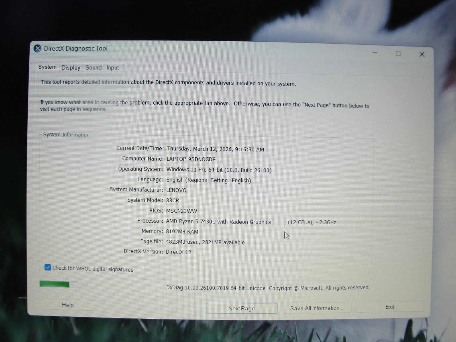 Lenovo V15 G4 ABP 15.6″FHD AMD Ryzen 5 7430U 2.3GHz 8GB RAM 256GB SSD + PA