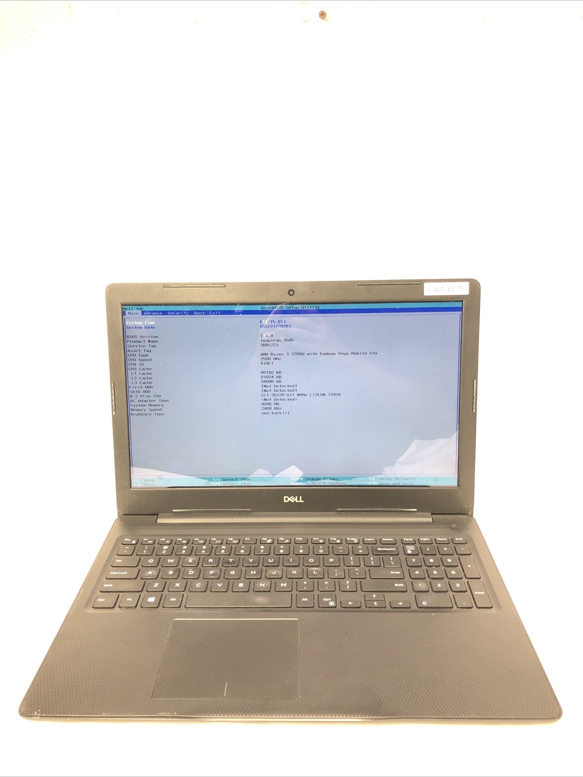Dell Inspiron 3585, AMD Ryzen 3 2200U @2.50ghz, 4GB RAM, NO SSD/OS, Tested!