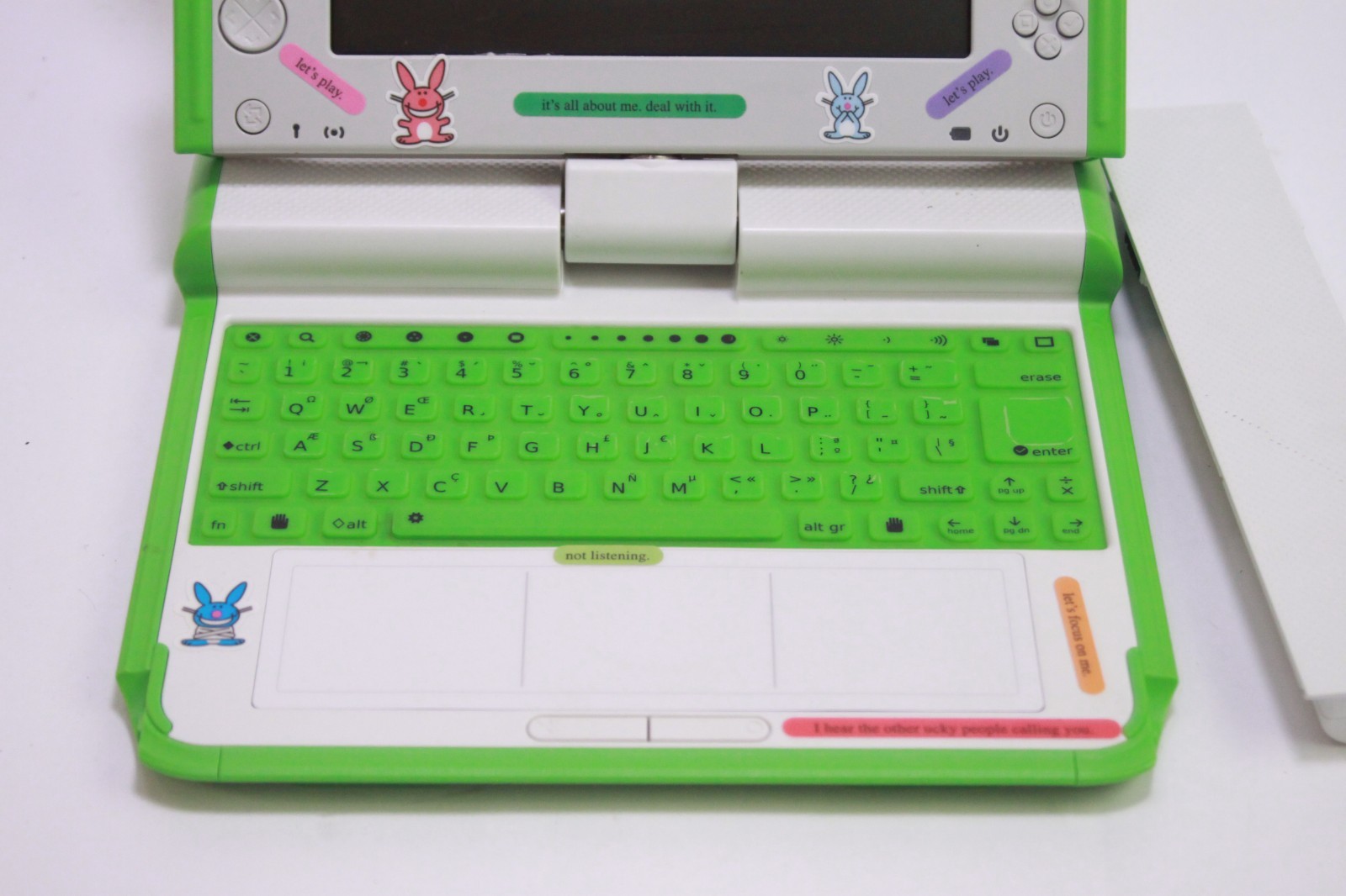 OLPC Model XO-1 Kids Laptop Computer Laptop AS IS READ Green & White