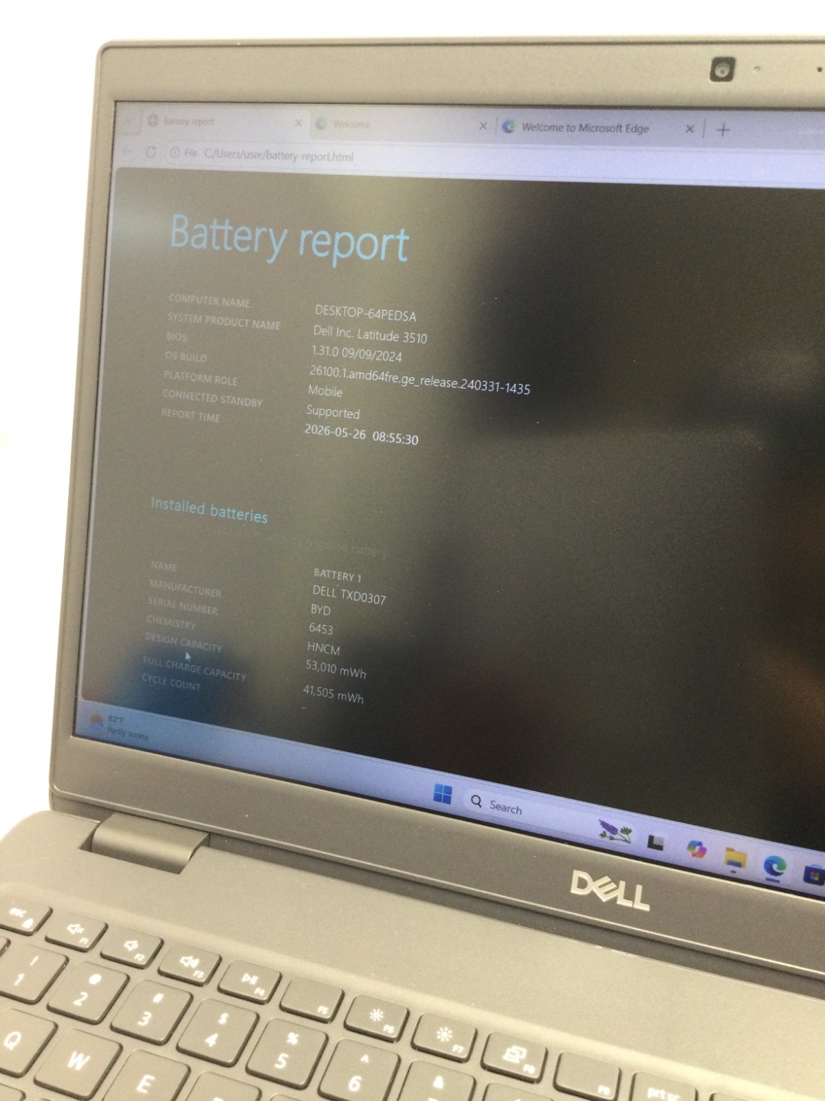Dell Latitude 3510 15.6″intel core i5-10210U 1.60GHz 8GB RAM 256GB SSD W11P