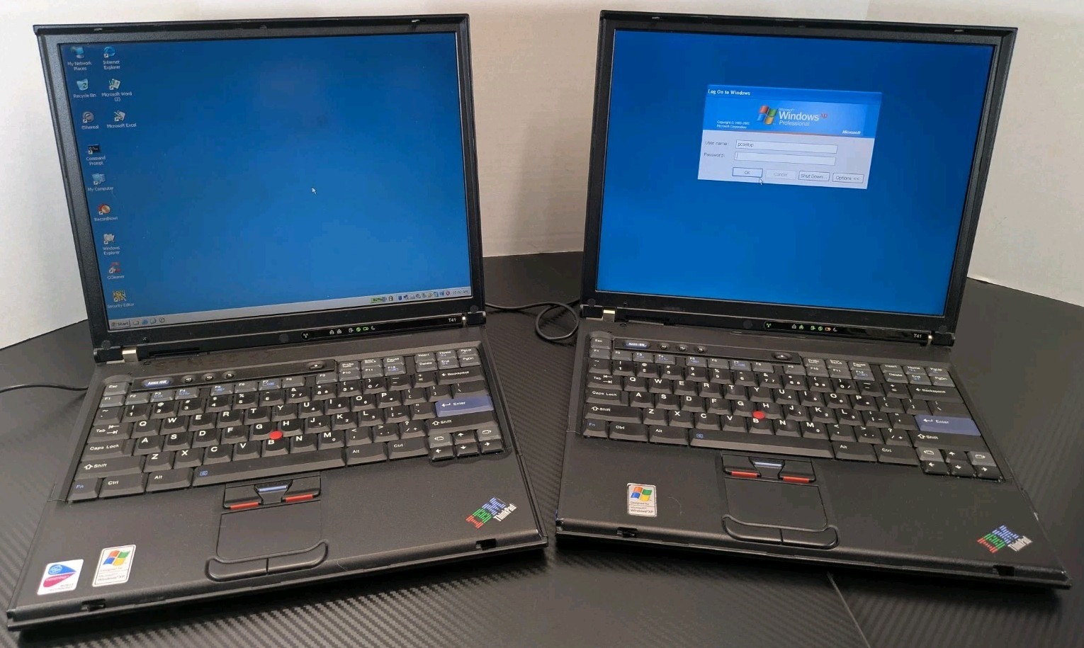 (2) IBM ThinkPad T41 Vintage Laptops XP 768 MB RAM 40GB IBM Era Excellent, READ