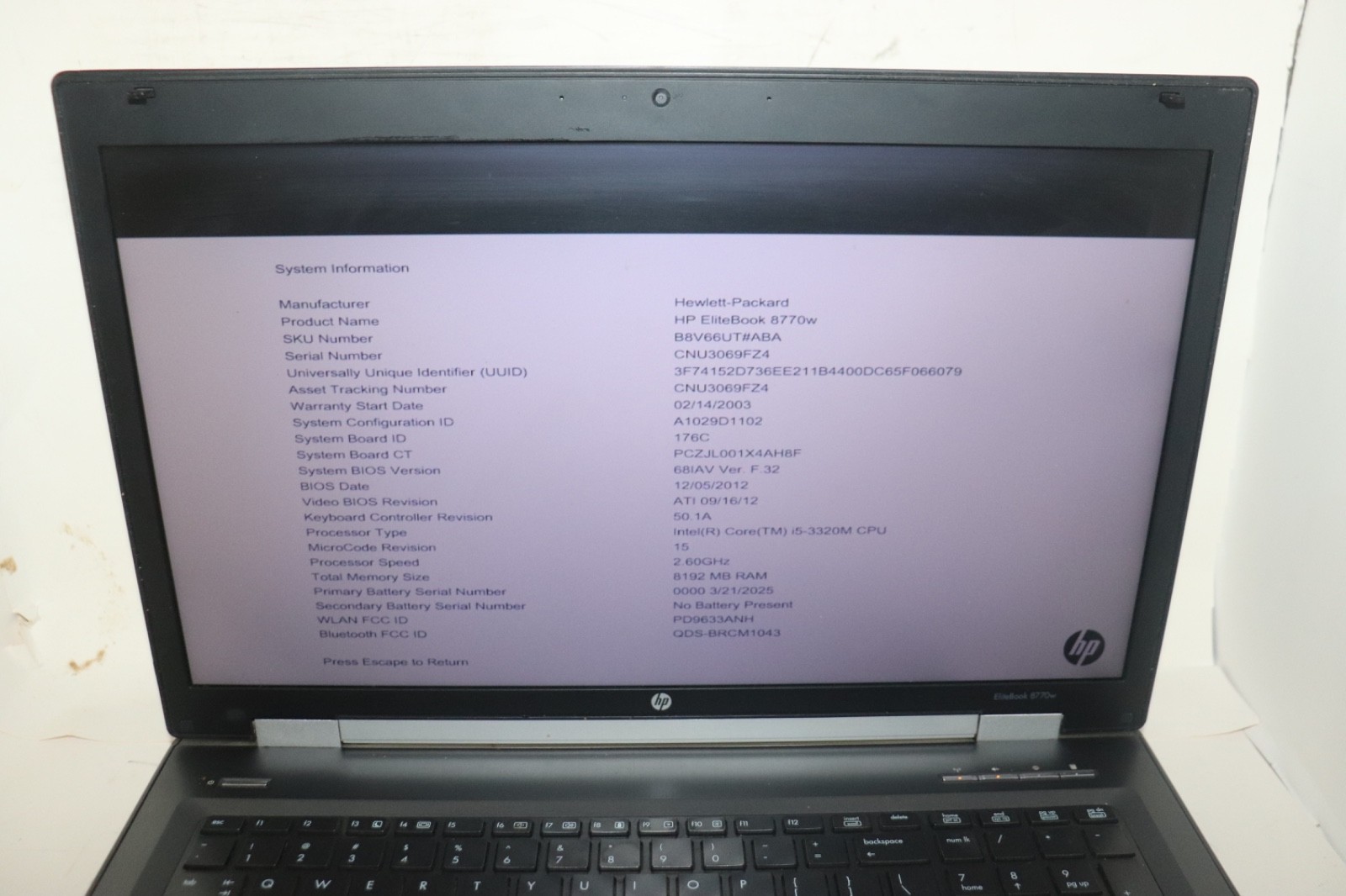HP EliteBook 8770w|Intel Core i5@2.60 GHz|8GB RAM|1 TB HDD|Win 7 Pro|Webcam