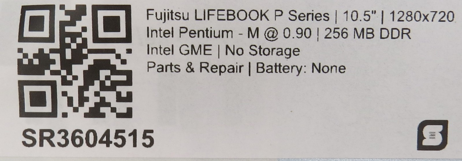 Fujitsu LifeBook P Series | Pentium-M ULV753 /256MB | No HDD/OS *PARTS*
