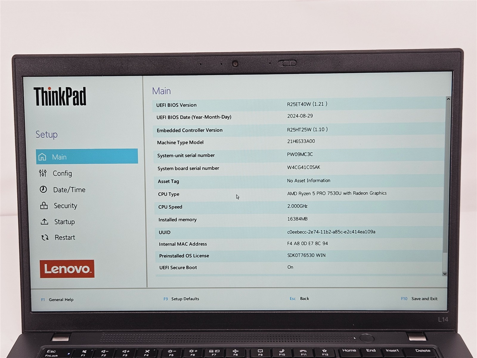 Lenovo 14″ ThinkPad L14 Gen 4 AMD Ryzen 5 Pro 7530U 16GB 256GB SSD Win11 Laptop
