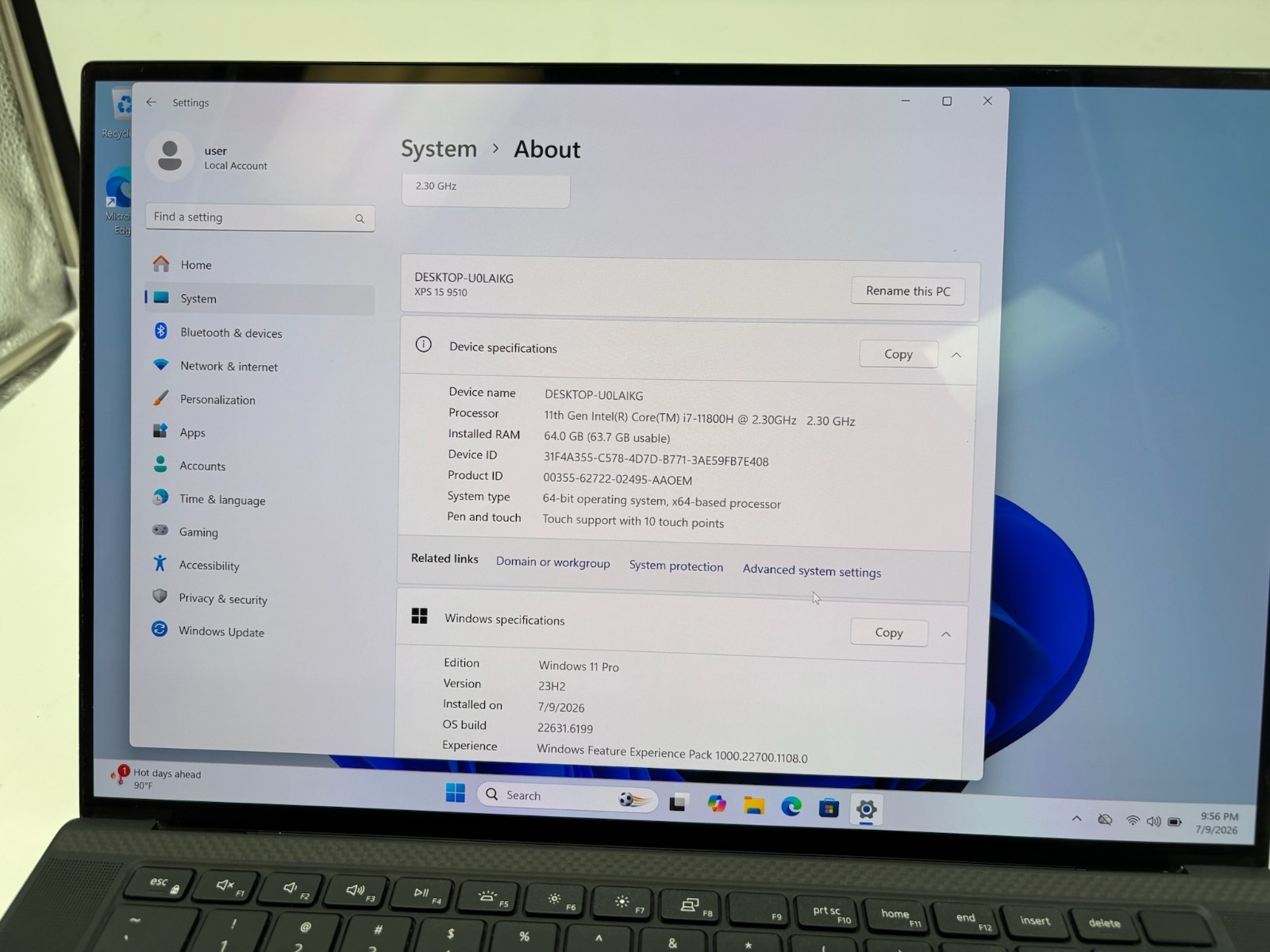 Dell XPS 15 9510 15.6″ 1 TB SSD 64 GB RAM i7-11800H RTX 3050 Windows 11 Pro