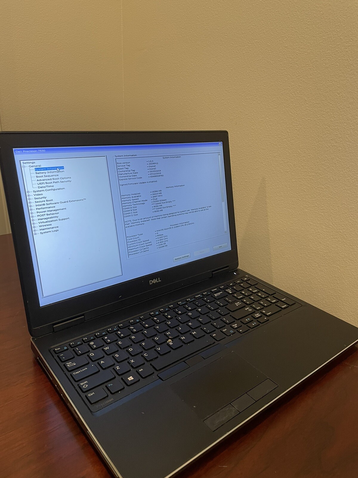 DELL PRECISION 7530 15.6″ E-2176M 2.70GHz 16GB RAM 256GB SSD Grade D