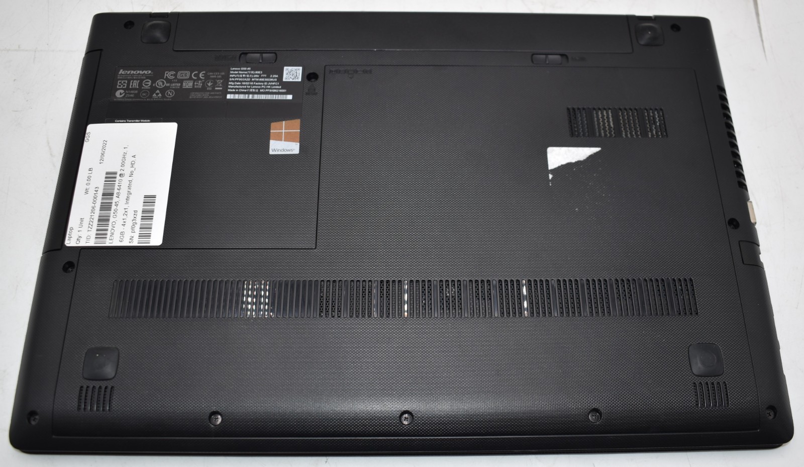 15.6″ Lenovo G50-45 80E3 Laptop AMD A8-6410 2.00GHz 6GB RAM 128GB SSD Win 10 Pro