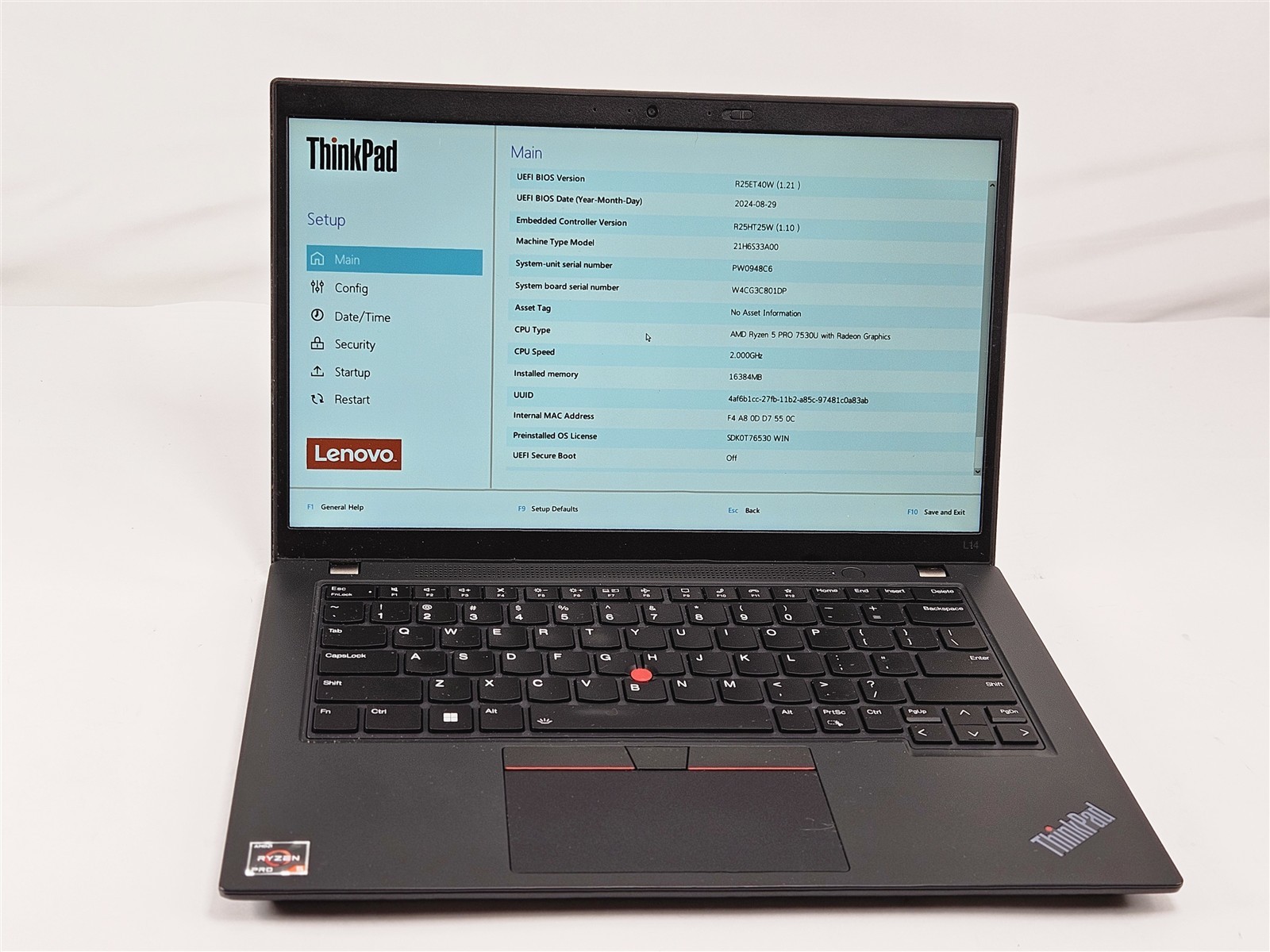 Lenovo 14″ ThinkPad L14 Gen 4 AMD Ryzen 5 Pro 7530U 16GB No Storage AMD Radeon