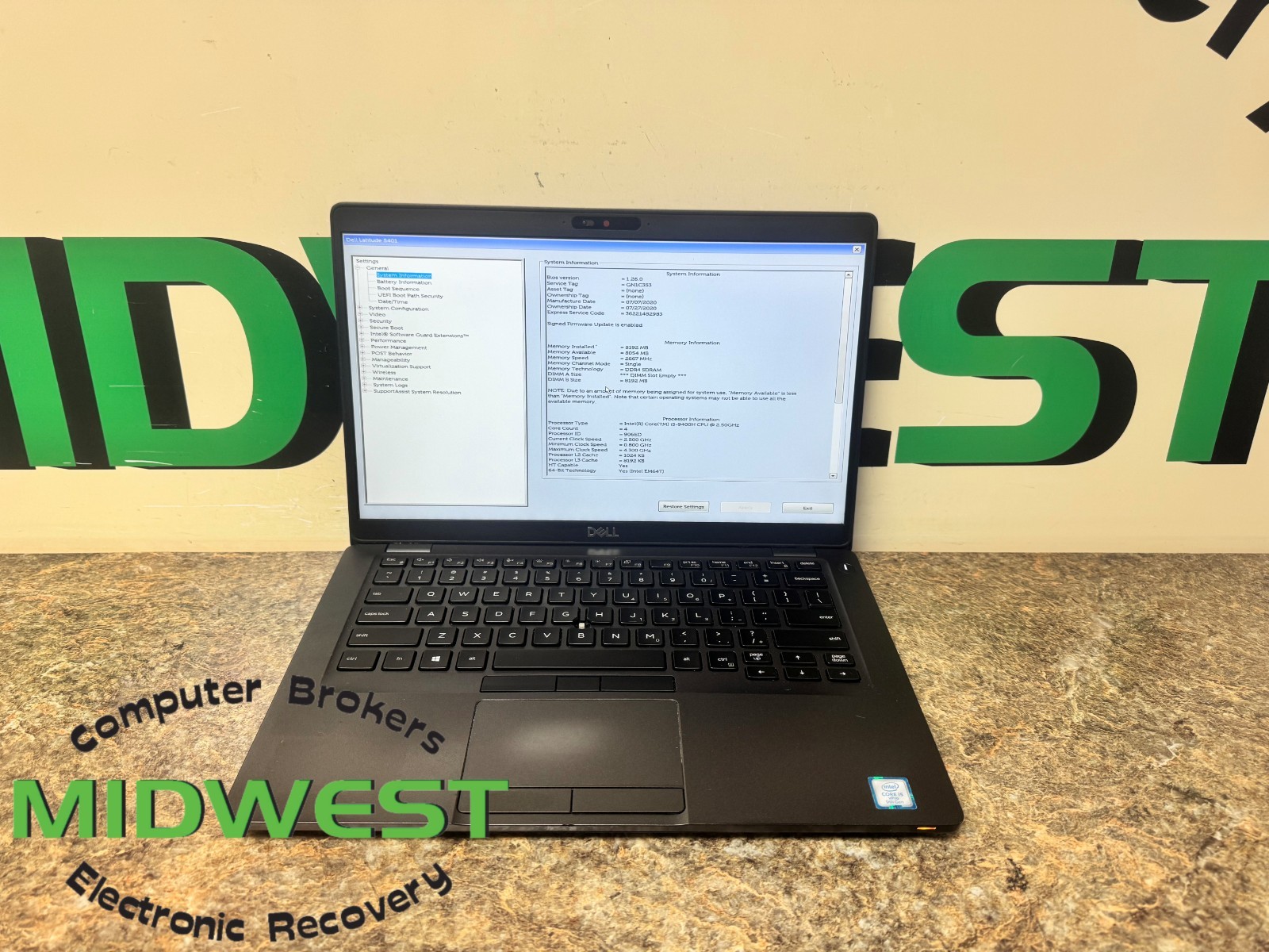 Dell Latitude 5401 i5-9400H 2.5GHz 8GB RAM (NO OS/HDD/SSD)