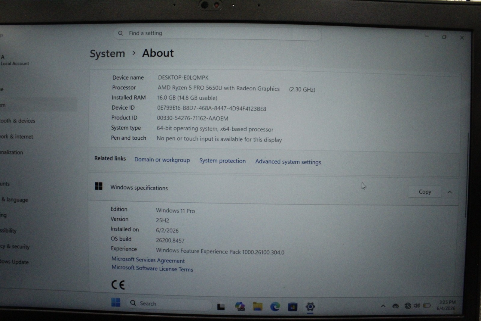 Lenovo ThinkPad L14 Gen 2 AMD Ryzen 5 5650U 2.30GHz 16GB RAM 14 inch 240GB SSD