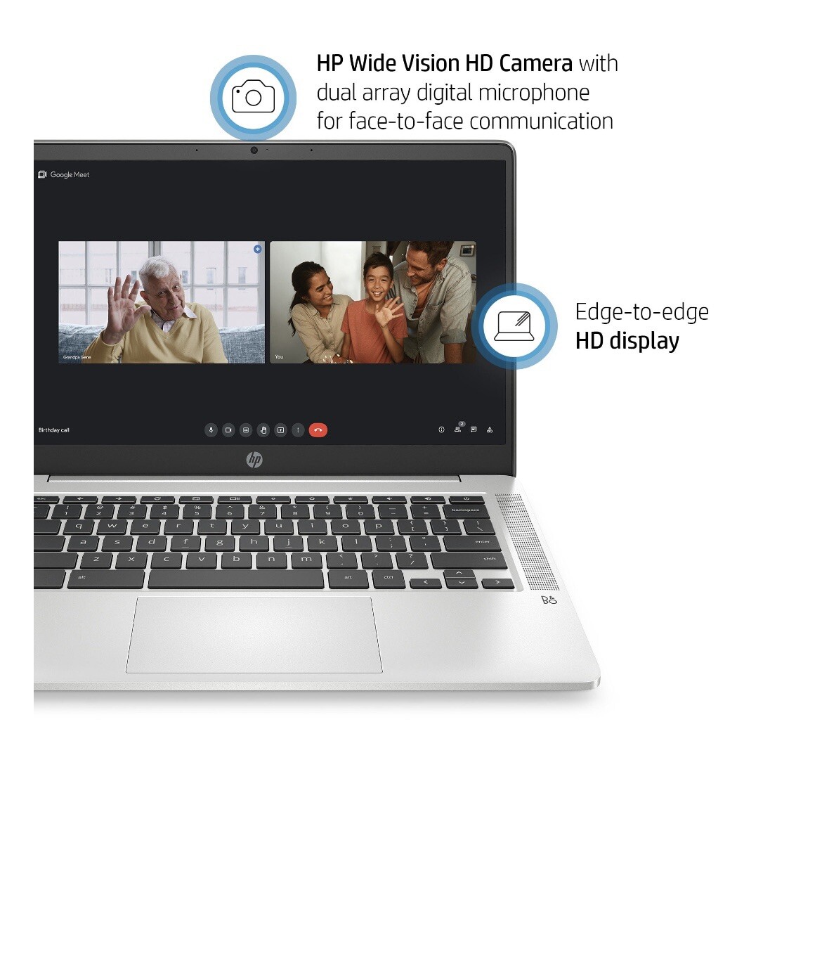 Hp 14” Chromebook, Intel Pentium N5000, 4GB RAM, 64 GB eMMC, Silver, 14a
