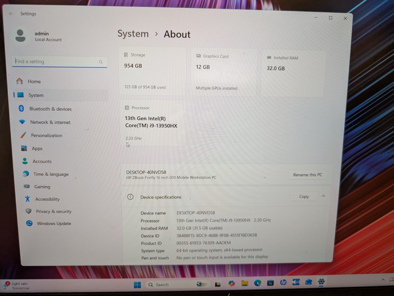 HP Zbook Fury 16 G11 32GB 1TB Intel i9 13th Gen Nvidia RTX 3500 Ada