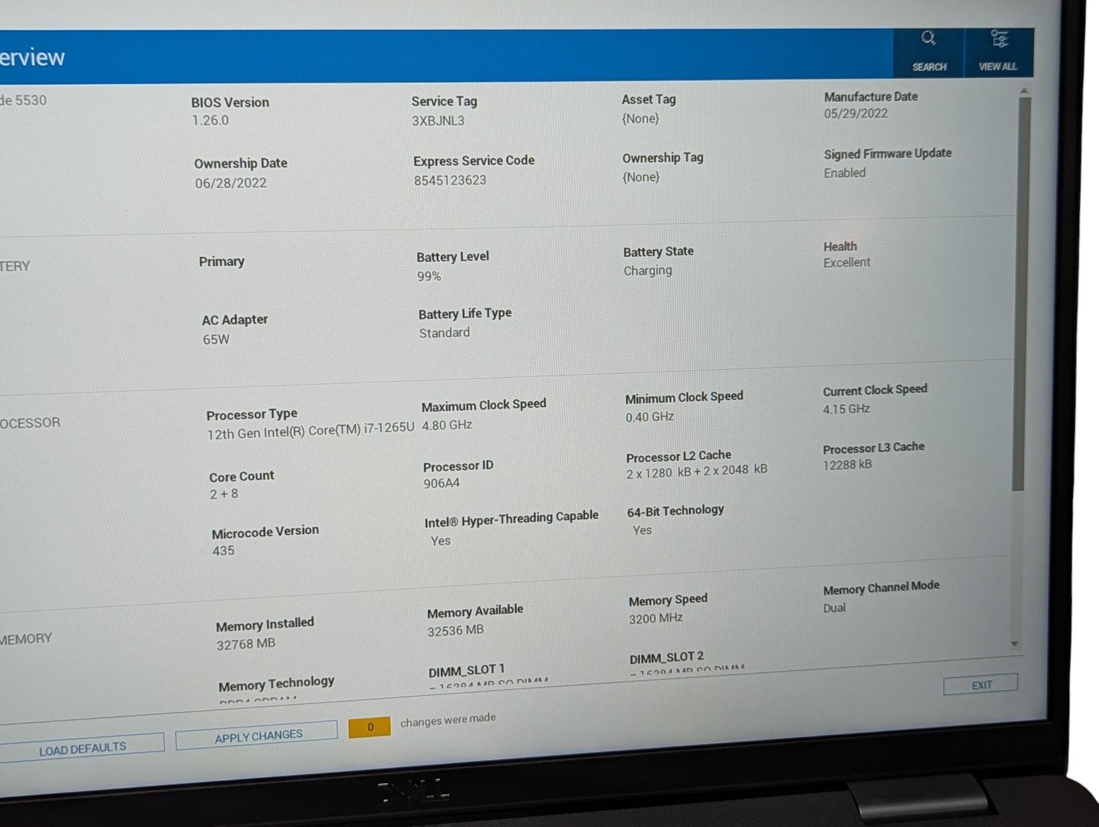 Dell Latitude 5530 15″ – i7-1265U – 32GB RAM – 512GB SSD – Grade D