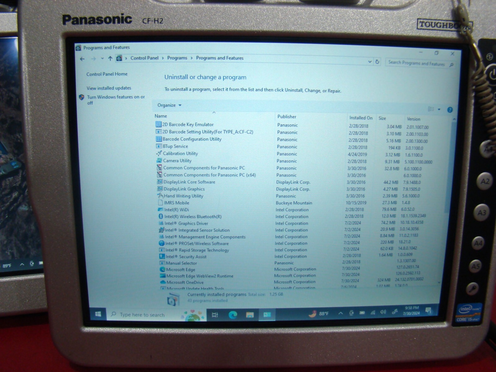 Panasonic Toughbook CF-H2 i5 1.90GHz Win10 64 Touch WIFI BlueTooth CF-H2PAEBK1M
